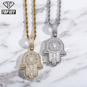 Vendita calda Instagram ciondoli più popolari <span class=keywords><strong>con</strong></span> Hamsa a forma <span class=keywords><strong>di</strong></span> <span class=keywords><strong>mano</strong></span> Hip Hop Hamsa ciondoli <span class=keywords><strong>collana</strong></span> MOQ 1 pezzo tutto in magazzino - Product Image 1