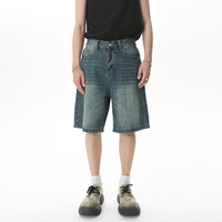 Jean short en denim délavé style skater décontracté pour homme, coupe large, effet usé, jorts baggy de créateur