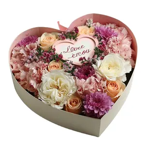  라운드 꽃 포장 상자 웨딩 골판지 장미 라운드 꽃 상자 발렌타인 포장 선물 발렌타인 꽃 하트 상자