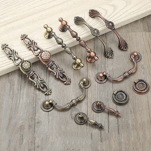 Poignée de meuble de style européen en alliage de zinc, bronze antique, pour tiroir et porte d'armoire, à trou unique, durable - Product Image 2