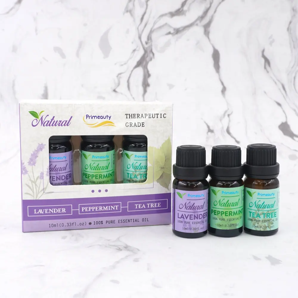 100% Pure Therapeutische Grade Oliën Kit Aromatherapie Oliën Gift Set 3 Pack 10Ml Lavendel Tea Tree Pepermunt Etherische Olie