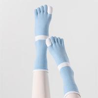 Chaussettes de Pilates à cinq doigts antidérapantes pour femme, en coton et élasthanne, longues, pour le Reformer, le ballet, la barre et le studio