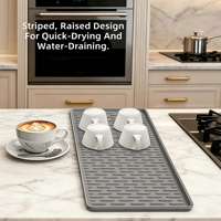 Tapis de machine à café en silicone de qualité alimentaire avec trous de drainage, tapis antidérapant résistant à la chaleur pour le comptoir de bar à expresso