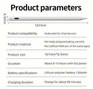 Lápiz <span class=keywords><strong>Stylus</strong></span> Magnético Inteligente con Rechazo de Palma para Pad 10/9/8/7/6 Mini 6/5 Air 5/4/3, <span class=keywords><strong>Pro</strong></span> 11 "3/2/1, <span class=keywords><strong>Pro</strong></span> 12,9" 6/5/4/3 - Product Image 2