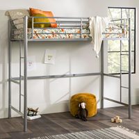 Lit superposé moderne en acier à double étage avec bureau et armoire intégrés pour chambre d'étudiant ou appartement, fabriqué en métal durable