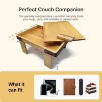 JQ Top Mehrzweck-Couch-Arm-Organizer Klappbarer Massivholz-Sofa-Armlehnentisch mit 360° Drehbarer Telefon- und Tablet-Halterung