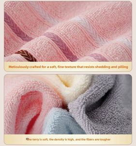 Serviette rayée 100 % coton pour le visage et le bain, douce, absorbante, séchage rapide, ne laisse pas de fibres, vente en gros fabricant - Product Image 4