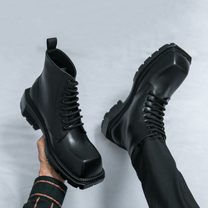 <strong>Black</strong> Yellow Thick Sole Casual <strong>Boots</strong> <strong>square</strong> <strong>toe</strong> Working <strong>Boots</strong> Size 38-45 for <strong>Men</strong> - Product Image 2