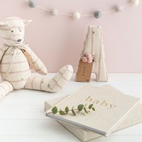 LABON Libro de Recuerdos Personalizado para Bebés, Diario del Primer Año, Registro de Crecimiento, Tapa Dura de Tela de Lino, Libro de Embarazo