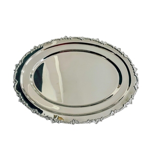 Assiette de service vintage plaquée argent, forme irrégulière, métal poli, durable, décorative, pour les fêtes - Product Image 4