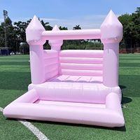 Mini petite maison de rebond de château blanc gonflable en pvc avec toboggan et fosse à balles 10*8 * 8ft château sautant pour enfants videur gonflable