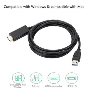 <span class=keywords><strong>Cable</strong></span> USB 3.0 <span class=keywords><strong>a</strong></span> <span class=keywords><strong>HDMI</strong></span> de 1.8M, Convertidor USB 3.0 <span class=keywords><strong>a</strong></span> <span class=keywords><strong>HDMI</strong></span>, <span class=keywords><strong>Cable</strong></span> de Video para Monitor de Proyector 1080P para Laptop, PC y Proyector - Product Image 4