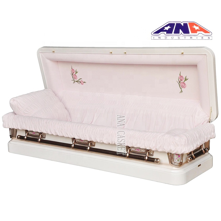 ANA china sofá completo de lujo forro interior 18ga de metal de acero ataúd