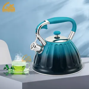 Goldensea 3L moq low hot tea pots triangle stainless steel whistling stovetop stove top water kettles