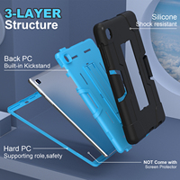 Étui antichoc à 3 couches pour Samsung Tab A7 Lite 8.7 T225 T220 2021 avec support pliable en silicone PC Armor OEM ODM