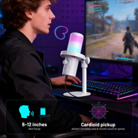 CMTECK XM560 Witte bedrade gamingmicrofoon met ruisonderdrukking USB Type-C condensator RGB desktop streamingmicrofoon