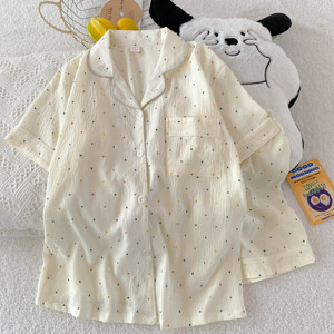 Conjuntos <span class=keywords><strong>de</strong></span> Pijamas <span class=keywords><strong>de</strong></span> Felpa para <span class=keywords><strong>Mujer</strong></span>, Vestidos <span class=keywords><strong>de</strong></span> Poliéster y Algodón Suave, Ropa <span class=keywords><strong>de</strong></span> Dormir <span class=keywords><strong>de</strong></span> Manga Corta con Cuello en V para Adolescentes, Pijamas Cómodos <span class=keywords><strong>de</strong></span> 2 Piezas - Product Image 6