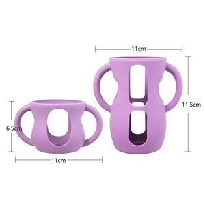 Funda universal superventas transfronteriza para biberón de vidrio, protectora anticaída con asa y diseño sólido - Product Image 2