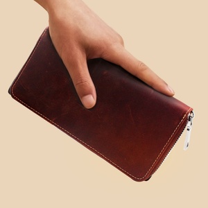 Custom Mens <b>Long</b> Wallet Men's Card Holder Crazy Horse Leather Wallet Money <b>Bag</b> for Man - Product Image 6