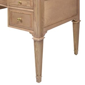 DB Dauphin 5-<b>Drawer</b> Wood Executive <b>Desk</b> in Natural Brown Gold Accent for Computer Use - Product Image 2