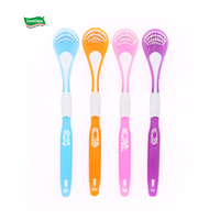 CoralClean Grattoir à Langue Double Tête en Plastique avec Poignée Antidérapante, Brosse en Nylon Réutilisable pour Élimination Profonde des Débris, Haleine Fraîche, Soin Buccal