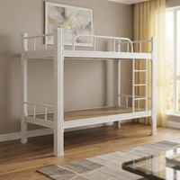 Lit superposé moderne en acier laminé à froid épaissi et robuste, cadre en fer double niveau haut/bas pour dortoir, appartement, chambre à coucher adulte