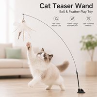 Vente en gros NP803 Chine Baguette interactive pour chat à ventouse, avec fil d'acier flexible détachable et plume pour jeu autonome, pour chats d'intérieur