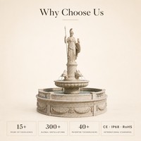 Fontaine en marbre baroque européen avec statue de guerrière, lance, bouclier et hibou, pour aménagement aquatique extérieur d'hôtels, centres de villégiature, places publiques et parcs