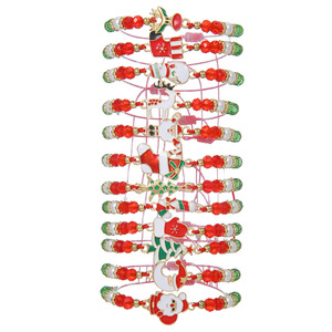 Christmas <b>Bracelet</b> Set 12 Pcs Red Green <b>Beaded</b> Santa Claus Reindeer Adjustable Women <b>Men</b> Gift Jewelry Fashion - Product Image 4