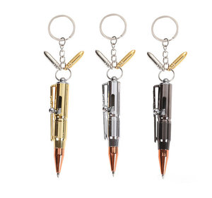 Nuovo piccolo corto carino penna tascabile regali ragazzo antico nero dorato all'aperto uomo fresco pistola penna bullone con portachiavi proiettile - Product Image 2