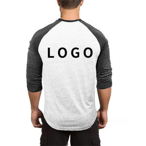 Acogedora Camiseta de manga larga de gimnasio para hombre, logotipo personalizado impreso, algodón transpirable, cuello redondo, diseño de Fitness informal, temporada de verano - Product Image 5