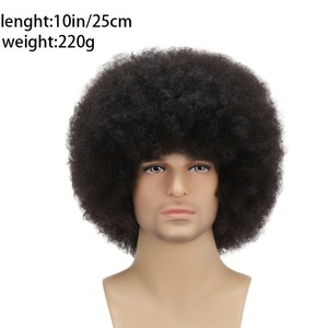 <span class=keywords><strong>Perruque</strong></span> <span class=keywords><strong>Afro</strong></span> Bouclée pour Homme de Petite Taille Dentelle Marron Clair avec Fibre Synthétique Haute Température pour Costume Rock Nouvelle Couleur Noire - Product Image 5