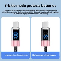 Câble de données de charge rapide PD à affichage numérique 100W pour écouteurs Apple Type-C Câble tressé en PVC