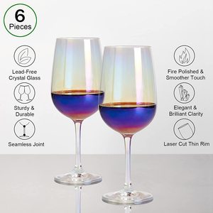 Ensemble de 6 verres <span class=keywords><strong>à</strong></span> <span class=keywords><strong>vin</strong></span> rouge, 17 once, jeu de 6 verres <span class=keywords><strong>à</strong></span> <span class=keywords><strong>vin</strong></span> <span class=keywords><strong>irisé</strong></span>, <span class=keywords><strong>verre</strong></span> transparent en cristal, de qualité supérieure sans plomb - Product Image 3