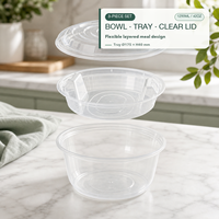 Boîte à repas jetable en plastique double couche anti-fuite de 1250 ml pour nouilles et soupes, avec compartiments intégrés et design ramen pour plats à emporter