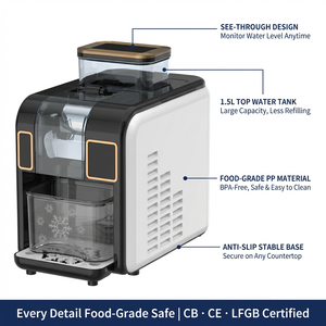 เครื่องทำน้ำแข็งเกล็ดหิมะเชิงพาณิชย์แบบตั้งโต๊ะ เครื่องทำเครื่องดื่มแช่แข็ง ใช้ได้กับของเหลวทุกชนิด คอมเพรสเซอร์สำหรับร้านกาแฟ ร้านอาหาร บาร์ ร้านชานมไข่มุก โรงแรม - Product Image 5