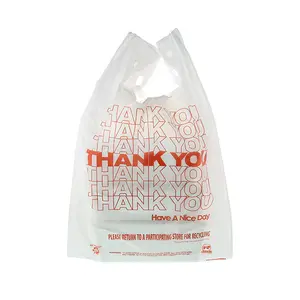 Özel şeffaf plastik pe teşekkür ederim t-shirt süpermarket alışveriş bakkal yelek kolu plastik torba tedarikçileri süpermarket için