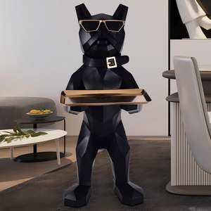 Große Geometrische Kampfhund-Statue aus Kunstharz, Kunsthandwerk und Dekoration mit Bodenaufbewahrung für Wohnzimmer, Möbel, Hotel, Einweihungsgeschenk - Product Image 5