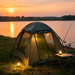Tente de camping 2mx2mx1.6m confortable pour une personne, spacieuse, grande vestibule, pour activités de groupe en plein air, imperméable et résistante au vent - Product Image 6