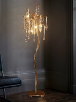 Lampe de sol en laiton personnalisée en forme de goutte d'eau, lampe de sol LED, lustre décoratif postmoderne pour salon et hôtel