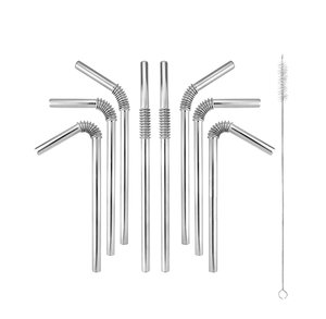 Pailles réutilisables en acier inoxydable SFST0303, 6 droites, 6 courbées, personnalisables - Product Image 1