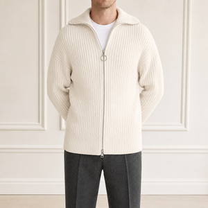 <span class=keywords><strong>Cardigan</strong></span> da Uomo in Maglia a Coste con Zip Intera, Collo Risvoltato, Maniche Lunghe, Caldo per Autunno Inverno, Personalizzabile con Logo OEM ODM, Vendita all'Ingrosso - Product Image 2