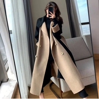Manteau en laine double face pour femme, printemps-automne, épaissi, coupe ajustée, nouvelle couleur, chaud, en tissu de laine teinte cachemire, vente en gros