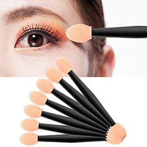 Bán Sỉ Dùng Một Lần Kép Hai Mặt Eyeshadow Bàn Chải Miếng Bọt Biển nghiêng Hình Bầu Dục Trang Điểm Applicator 100 Miếng (Màu Đen) Trang Điểm Bàn Chải Applicator - Product Image 4