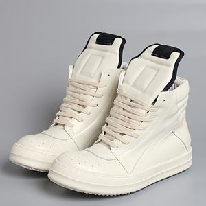 2026 Qualité supérieure Chaussures pour hommes et baskets basses pour femmes noires à lacets de luxe de créateur Owens en cuir à semelle épaisse décontractées plates ricks Boots - Product Image 2