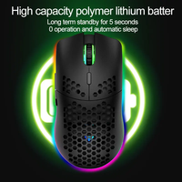 Souris de jeu optique sans fil rechargeable RGB rétro-éclairée Design creux avec construction en plastique pour ordinateur portable PC