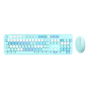 AULA AC306 Retro Punk Round Keycap Clavier de jeu Souris Combo Filaire RGB Rétro-éclairé 104 Touches Ergonomique Gamer Clavier Combo