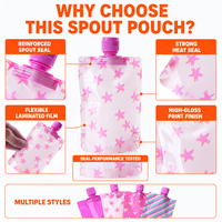 Pochette souple personnalisée avec bec verseur et bouchon à clapet, motif mignon, pour lotions, sérums, crèmes et soins de la peau – Idéale pour l'emballage de voyage