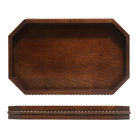 Plateau de service octogonal rustique en bois brun, centre de table pour Noël, mariage, Halloween, vaisselle de table