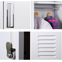 Armoire de rangement métallique à deux portes pour vêtements de travail du personnel, avec serrure à clé, couleur et taille personnalisables pour atelier ou vestiaire.